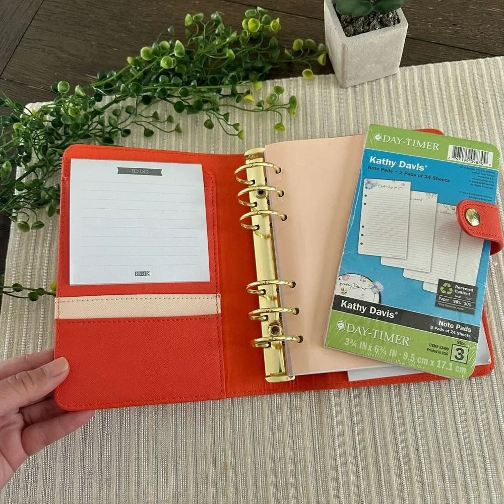 Kikki.K Orange Saffiano Planner Organizer  6 Ring Binder 7.5” x 5.5” - Picture 5 of 12